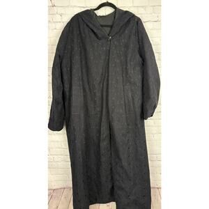 Mycra Pac Reversible Embroidered Coat Womens M/L Hooded Swing Travel Made in USA